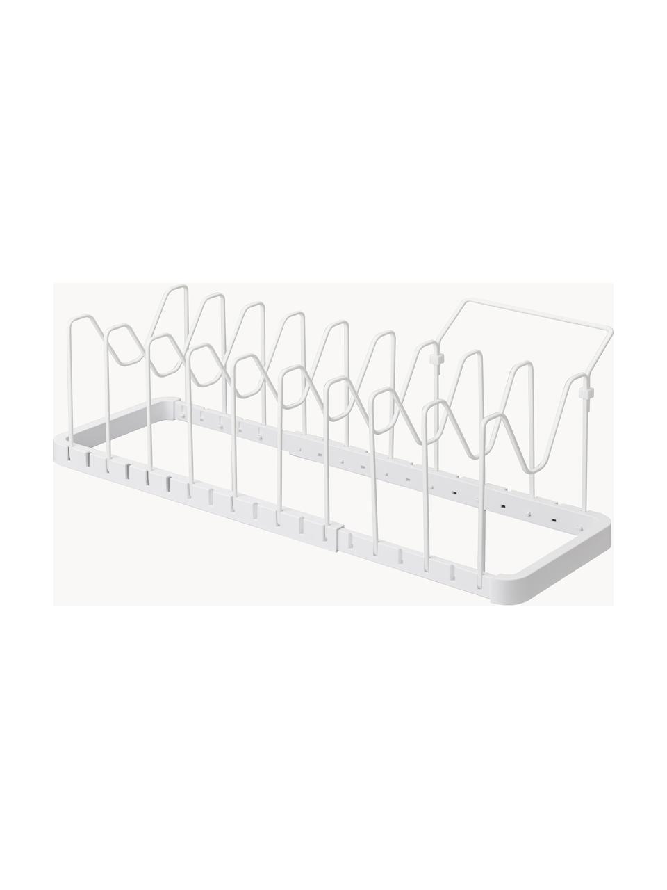 Organizador sartenes de cocina extensible Tower, Plástico (ABS), acero recubierto, Blanco, An 45-82 x Al 18 cm