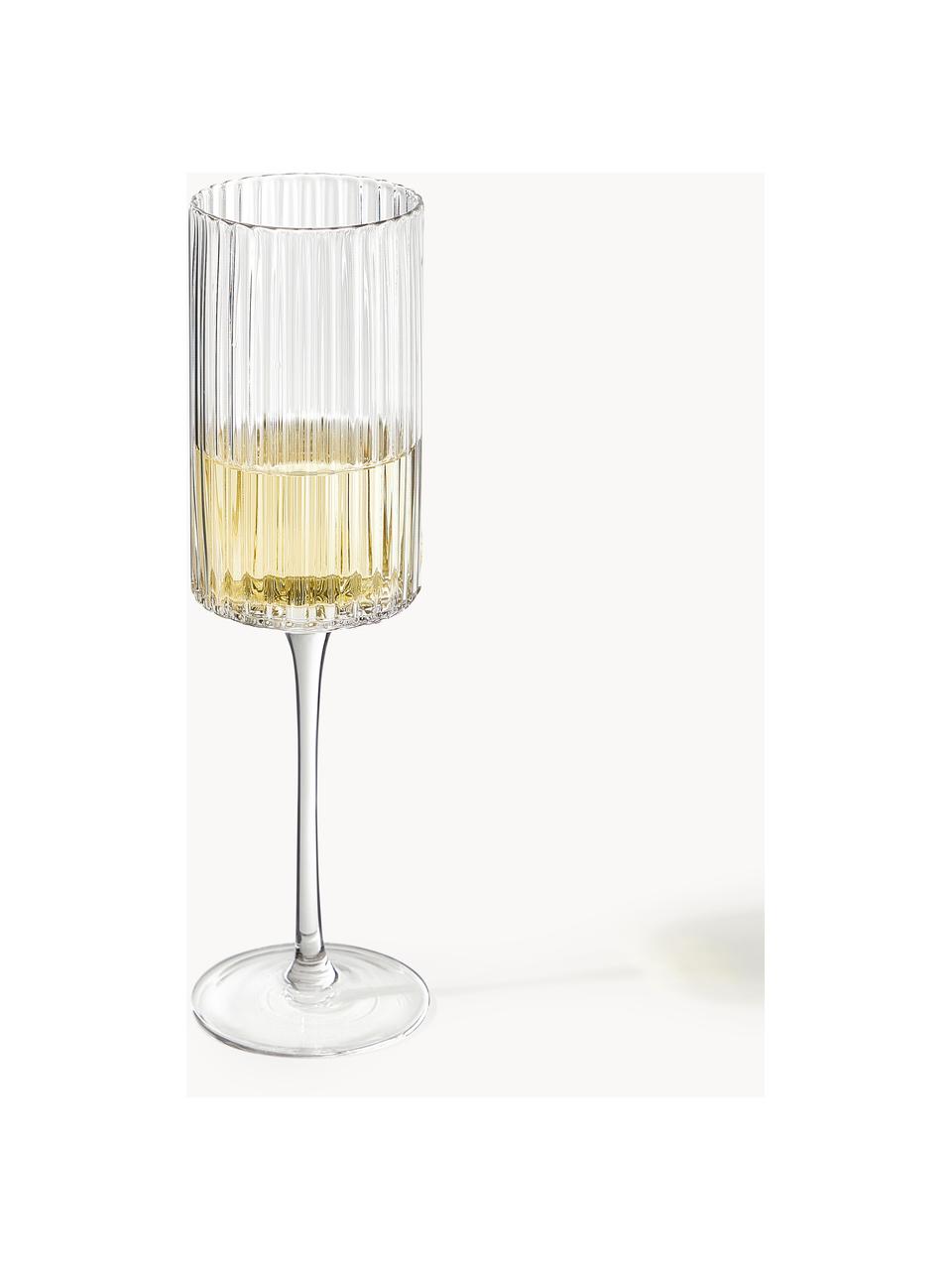 Mondgeblazen champagneglazen Aleo, 4 stuks, Natronkalkglas, Transparant, Ø 7 x H 23 cm, 240 ml