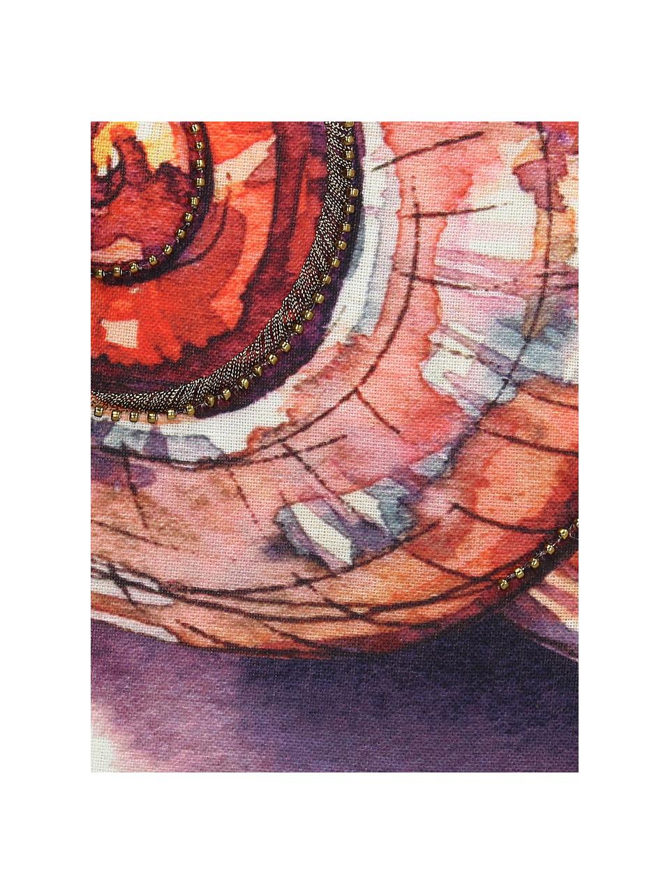 Cuscino con perline ricamate Snail, Beige, multicolore, Larg. 45 x Lung. 45 cm
