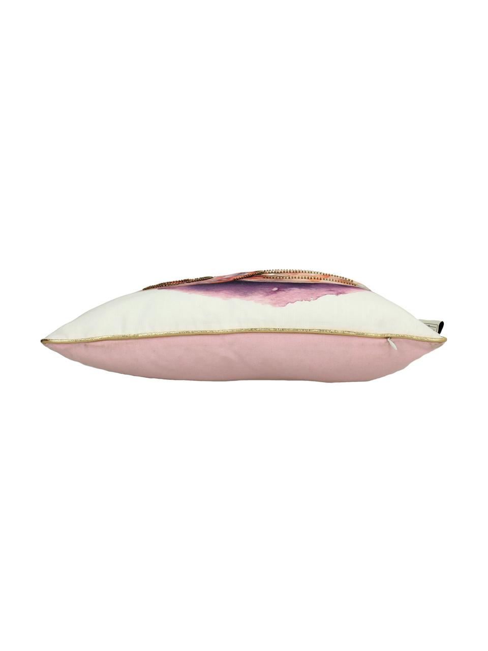 Coussin 45x45 extérieur avec petites perles brodées Snail, Beige, multicolore, larg. 45 x long. 45 cm