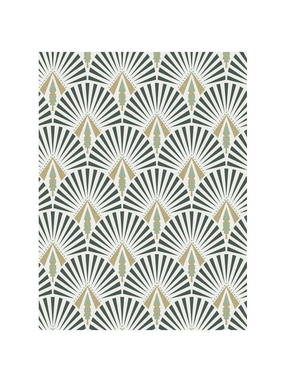 Tapete Luxus Geometric Art, Vlies, Weiß, Grün, Dunkelgrün, Goldfarben, B 52 x H 1005 cm