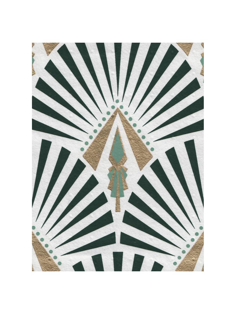 Papier peint Luxus Geometric Art, Intissé, Blanc, vert, vert foncé, couleur dorée, larg. 52 x haut. 1005 cm