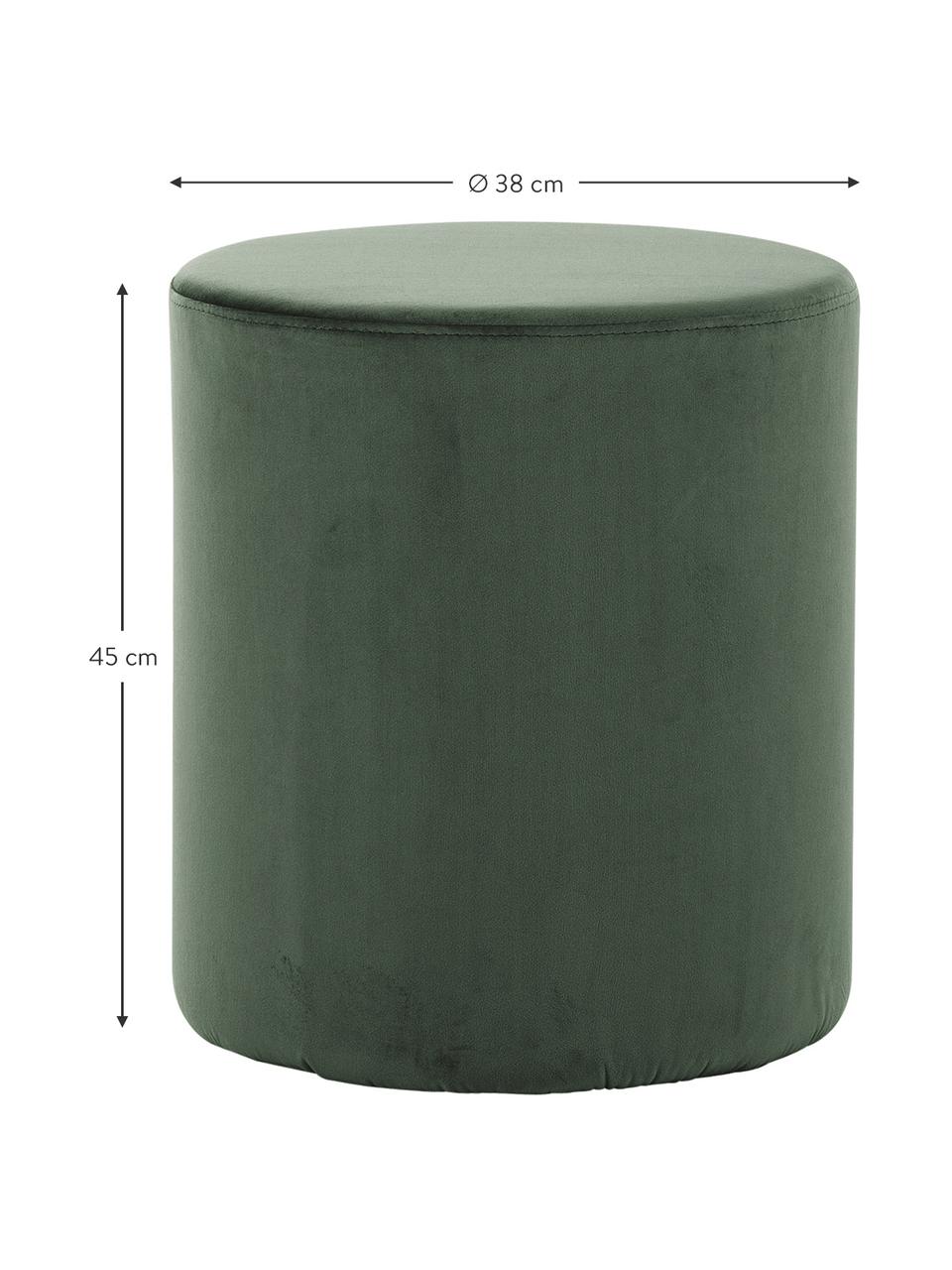 Pouf rond velours vert Daisy, Vert, Ø 38 x haut. 45 cm