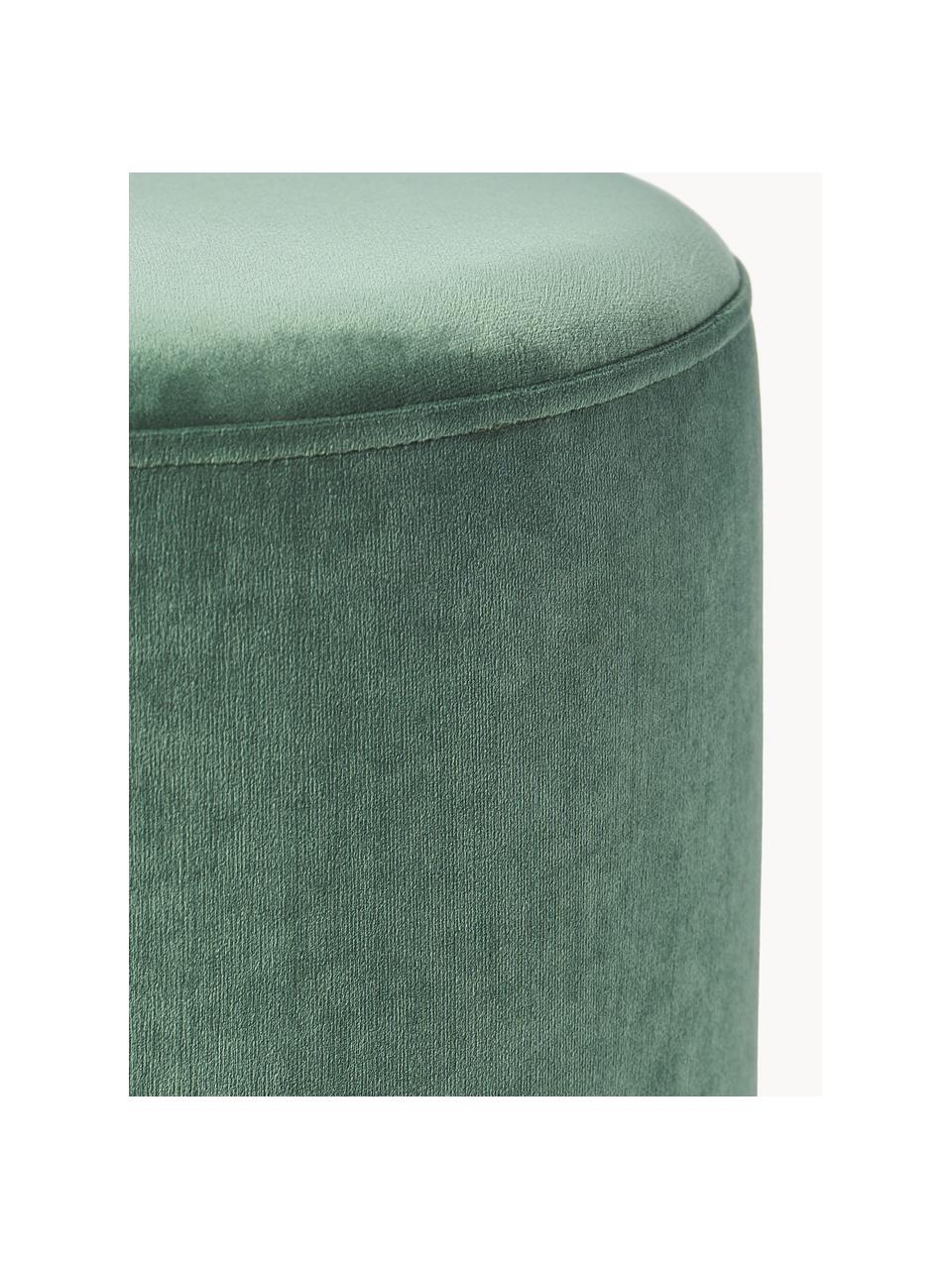 Pouf en velours Daisy, Velours vert sauge, Ø 38 x haut. 45 cm