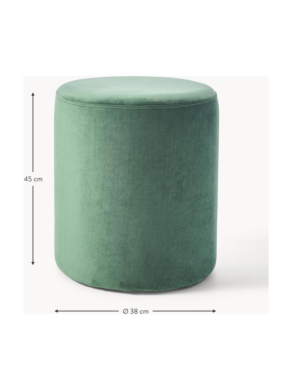 Pouf in velluto Daisy, Rivestimento: velluto (poliestere) Con , Struttura: compensato, Velluto verde salvia, Ø 38 x Alt. 45 cm