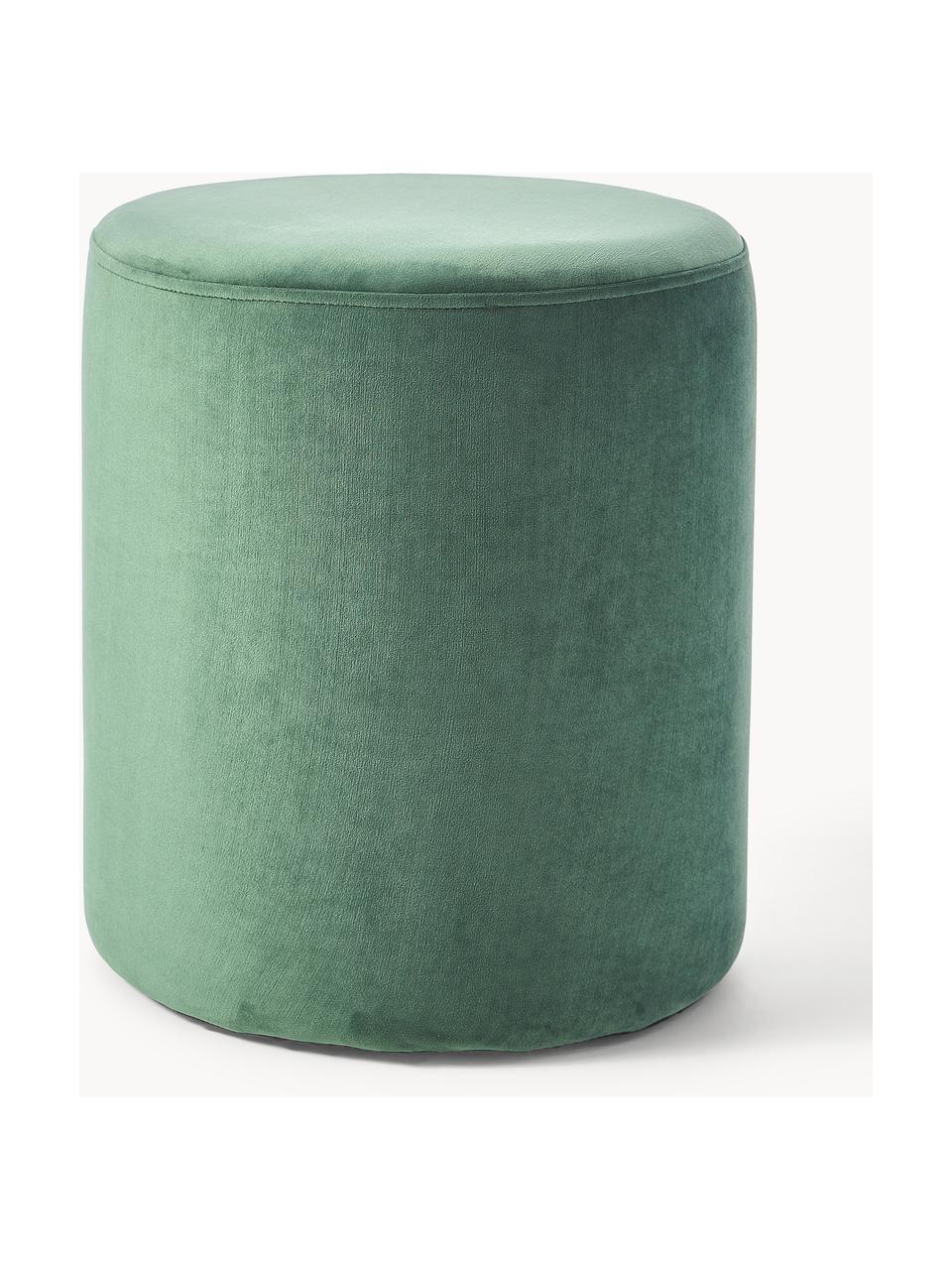 Pouf in velluto Daisy, Rivestimento: velluto (poliestere) Con , Struttura: compensato, Velluto verde salvia, Ø 38 x Alt. 45 cm