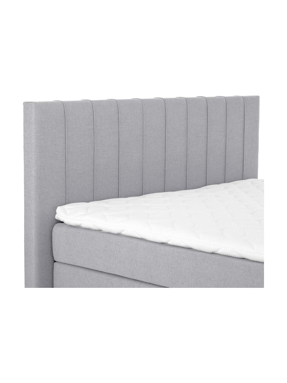 Premium Boxspringbett Lacey in Grau, Matratze: 7-Zonen-Taschenfederkern , Füße: Massives Buchenholz, lack, Webstoff Grau, 200 x 200 cm