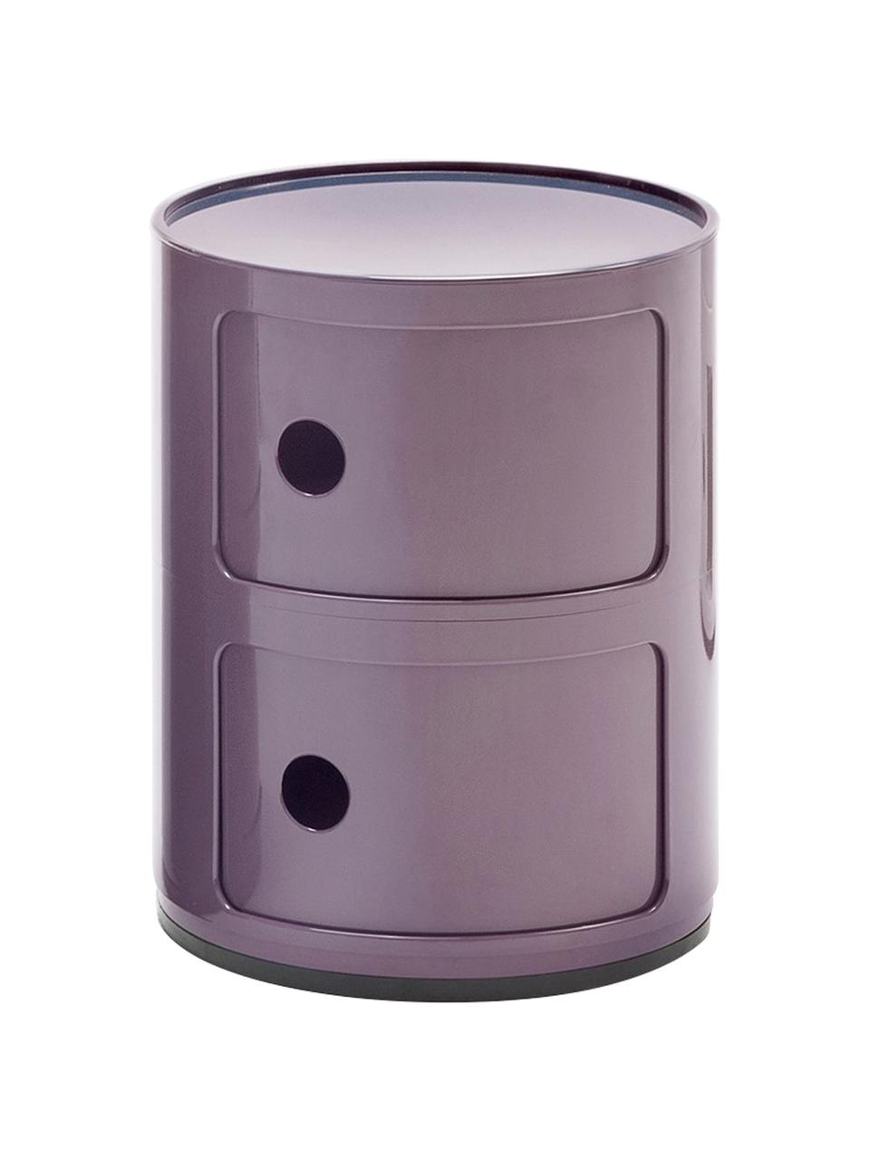 Table d'appoint design 2 compartiments, violet Componibili, Plastique, certifié Greenguard, Violet, Ø 32 x haut. 40 cm