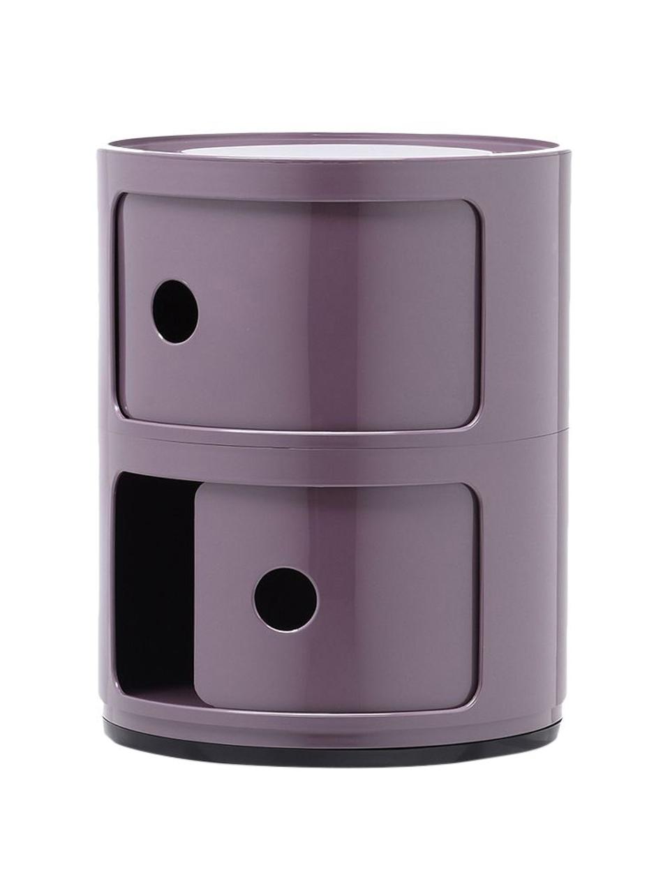 Designový odkládací stolek Componibili, 2 moduly, Umělá hmota, s certifikací Greeguard, Fialová, lesklá, Ø 32 cm, V 40 cm