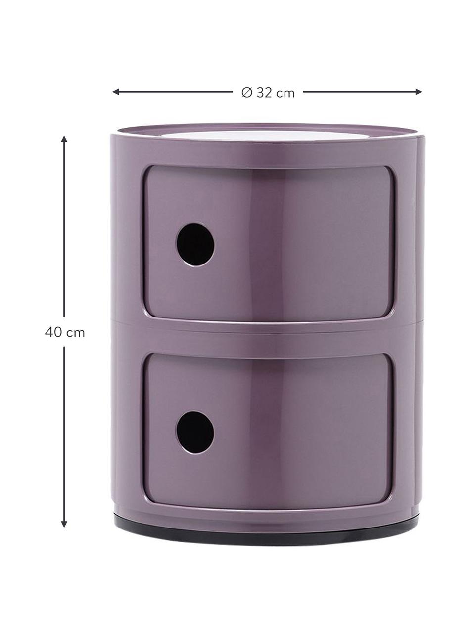 Mesa auxiliar de diseño Componibili, 2 módulos, Plástico con certificado Greenguard, Violeta brillante, Ø 32 x Al 40 cm