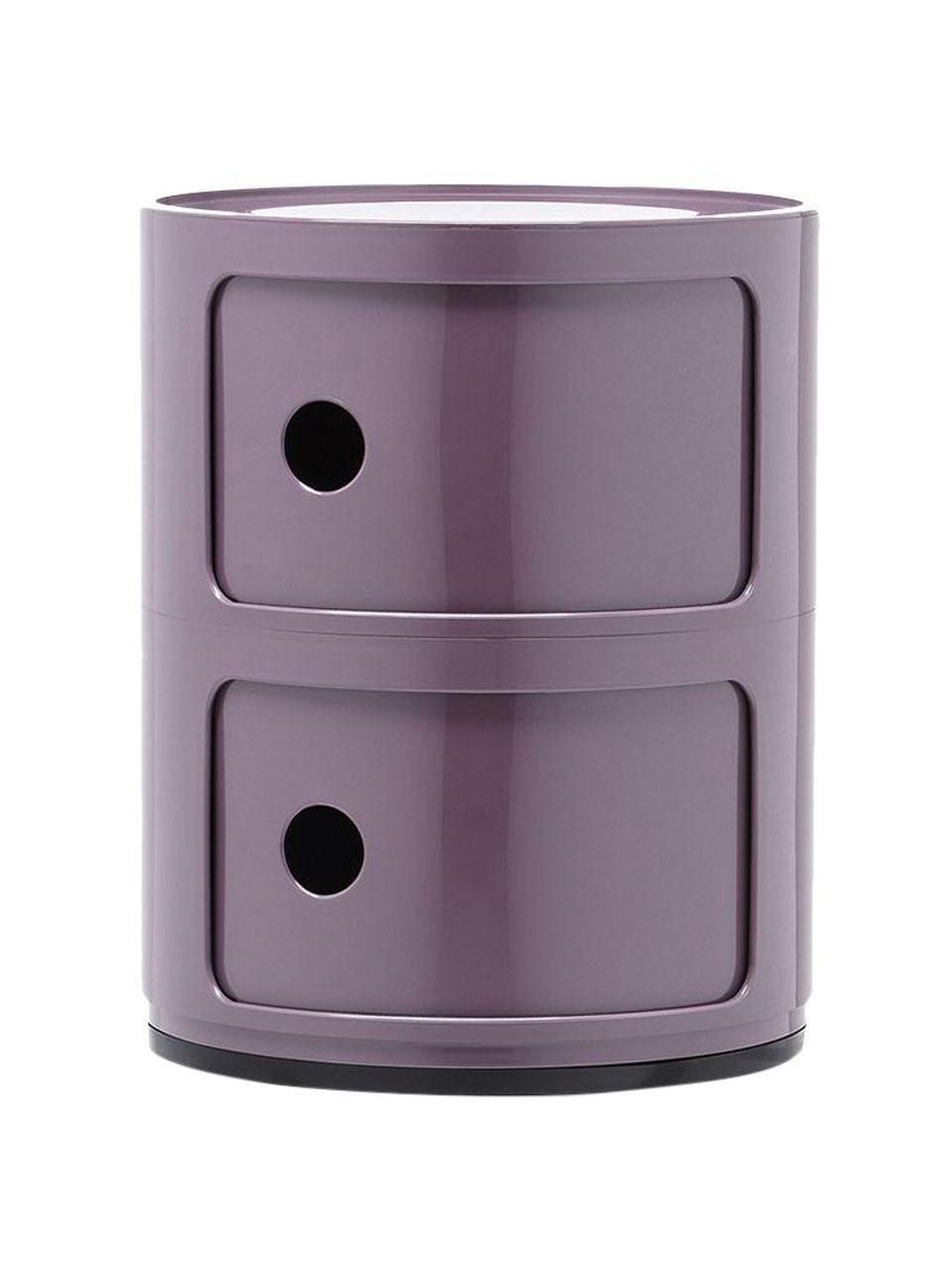 Mesa auxiliar de diseño Componibili, 2 módulos, Plástico con certificado Greenguard, Violeta brillante, Ø 32 x Al 40 cm