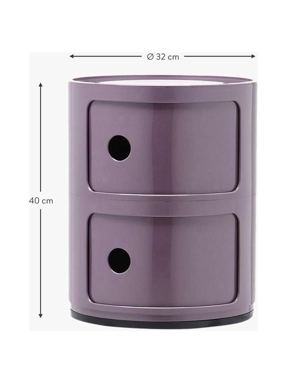 Contenitore di design con 2 cassetti Componibili, Plastica (ABS) laccata, certificata Greenguard, Lavanda lucido, Ø 32 x Alt. 40 cm