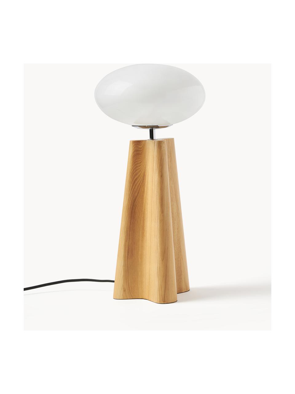 Lampe à poser en bois de frêne Aino, Bois clair, blanc, Ø 23 x haut. 48 cm