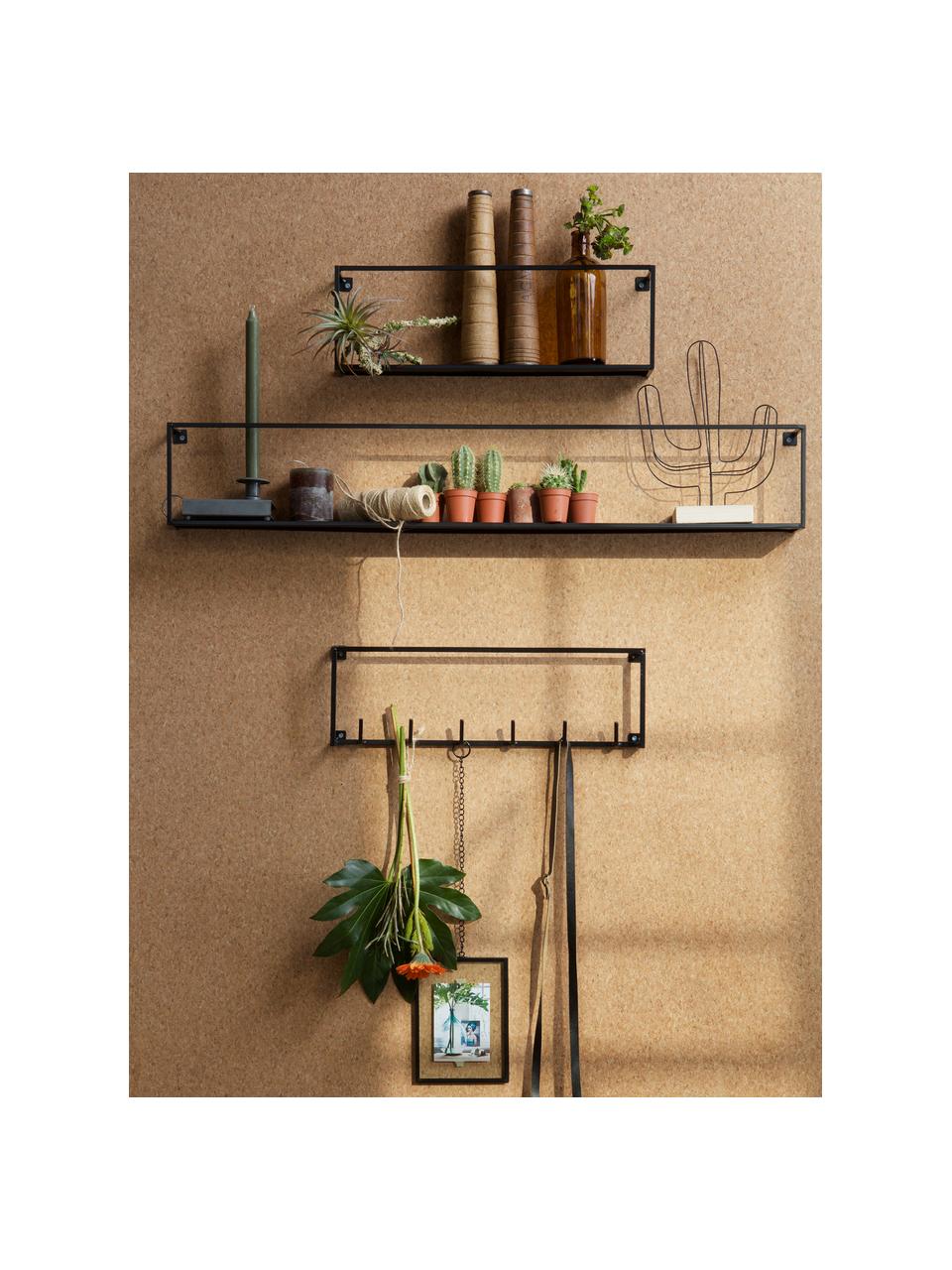 Estante de pared de metal Meert, Metal recubierto, Negro, An 100 x Al 16 cm