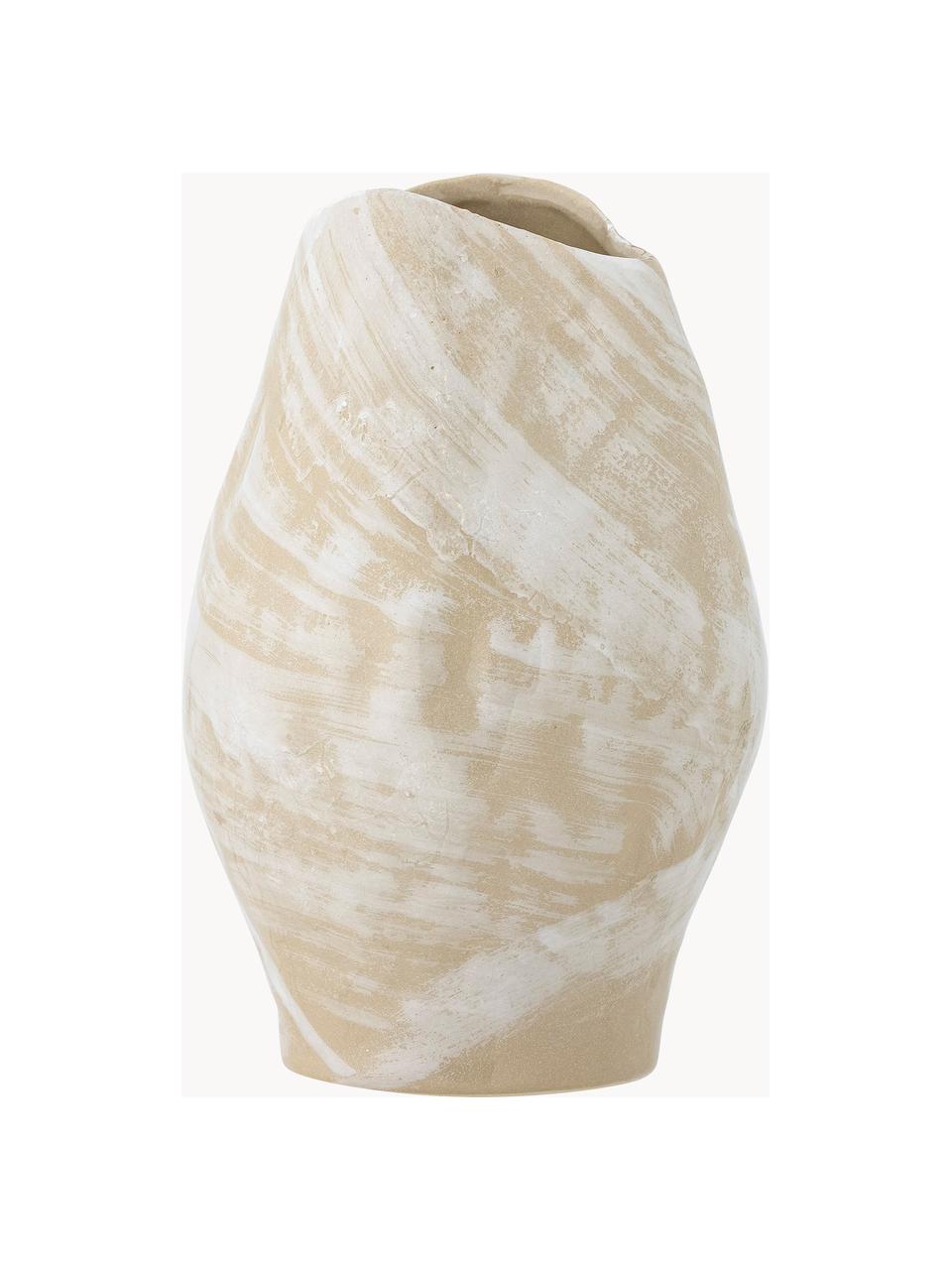 Podlahová váza Obsa, V 31 cm, Kamenina, Svetlobéžová, lomená biela, Ø 20 x V 31 cm