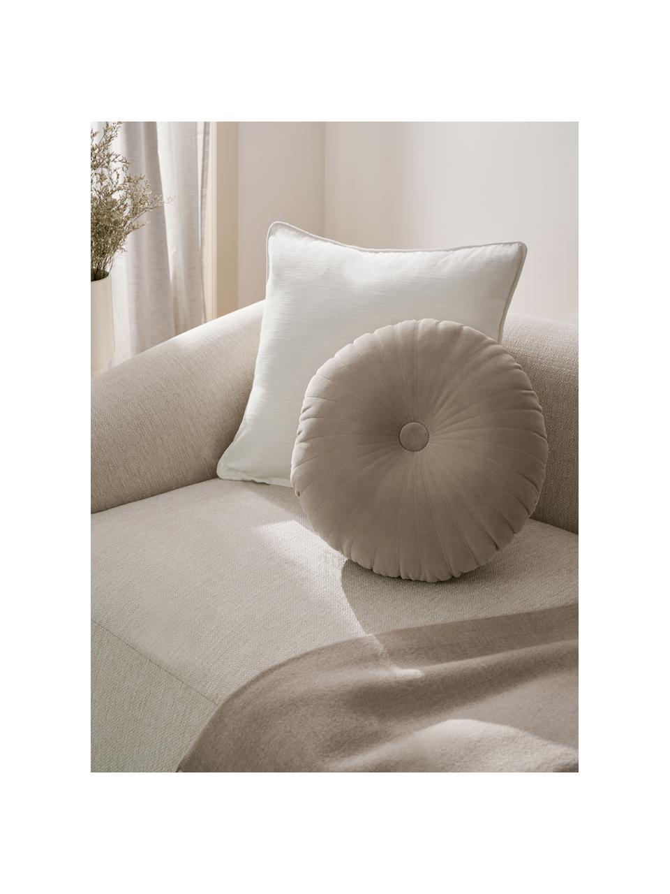 Coussin rond en velours Monet, Beige, Ø 40 cm