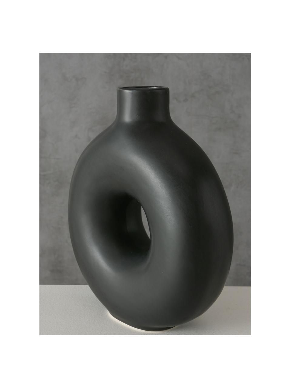 Ręcznie wykonany wazon z kamionki Lanyo, Kamionka, Czarny, S 17 x W 20 cm