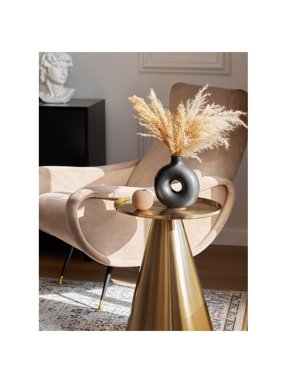 Handgefertigte Design-Vase Lanyo aus Steingut, Steingut, Schwarz, B 17 x H 20 cm