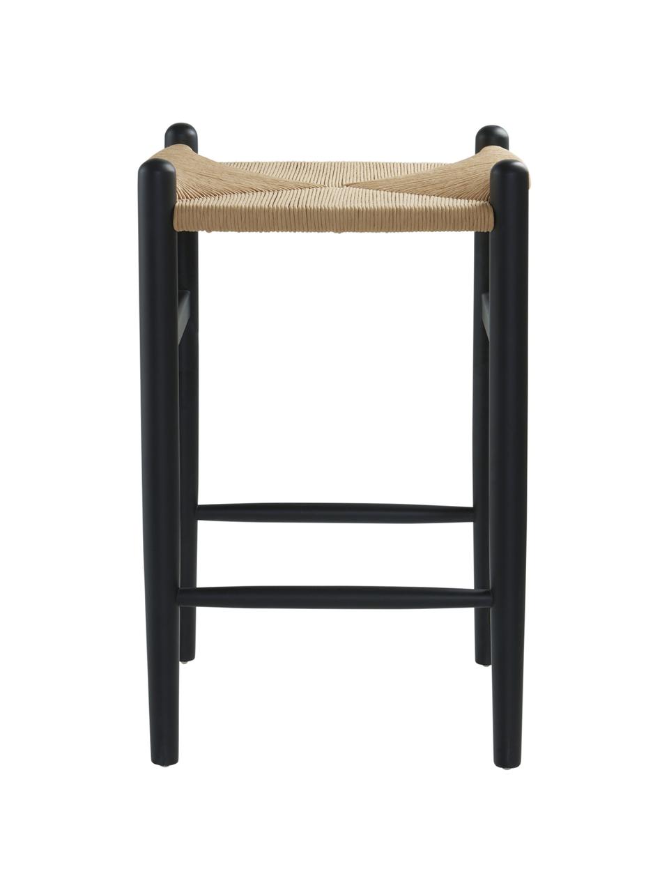 Barhocker Nattavaara aus Birkenholz, Gestell: Birkenholz, lackiert, Sitzfläche: Papiergeflecht, Schwarz, Beige, B 42 x H 65 cm