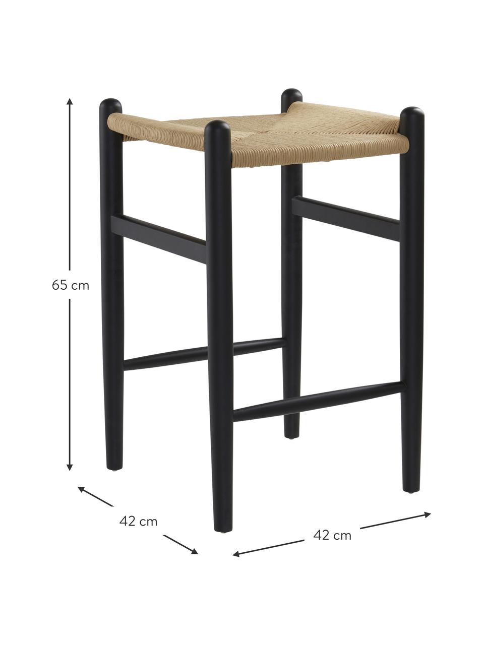 Barová židle z březového dřeva Nattavaara, Černá, béžová, Š 42 cm, V 65 cm