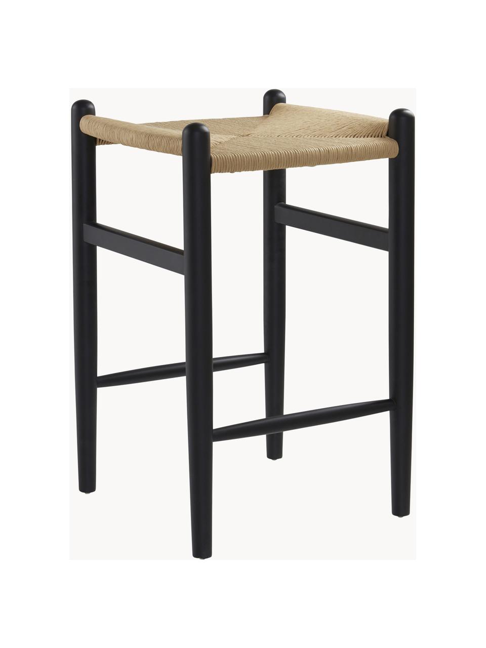 Tabouret de comptoir en bois de bouleau Nattavaara, Noir, beige, larg. 42 x haut. 65 cm