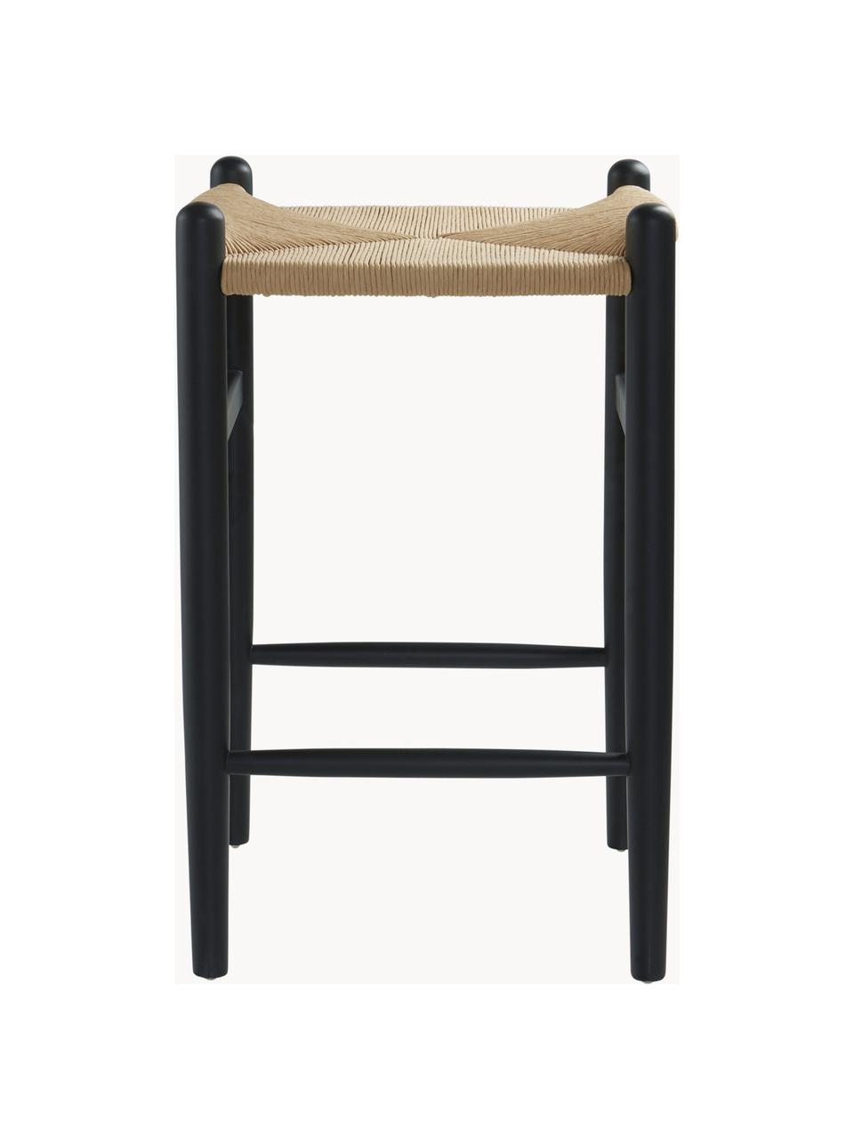 Tabouret de comptoir en bois de bouleau Nattavaara, Noir, beige, larg. 42 x haut. 65 cm