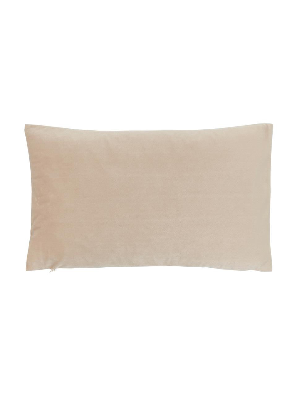 Fluwelen kussenhoes Lola in champagnekleur met structuurpatroon, Fluweel (100% polyester), Beige, B 30 x L 50 cm