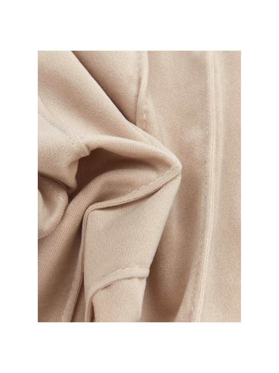 Housse de coussin en velours beige Lola, Velours (100 % polyester), Beige, larg. 30 x long. 50 cm
