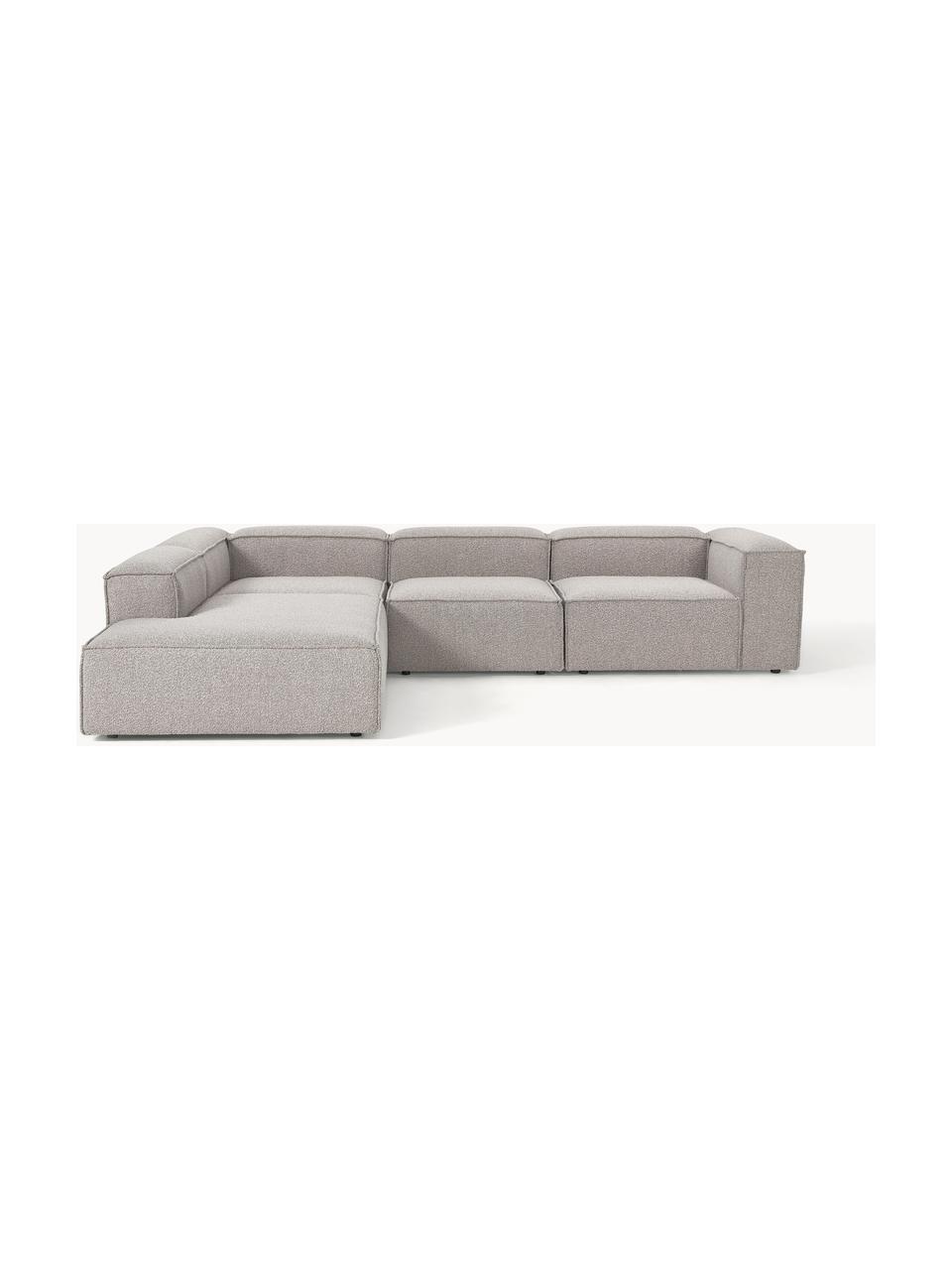 Narożna sofa modułowa Bouclé XL Lennon, Tapicerka: Bouclé (100% poliester) D, Stelaż: lite drewno sosnowe, skle, Nogi: tworzywo sztuczne Ten pro, Taupe Bouclé, S 329 x G 269 cm, lewostronna