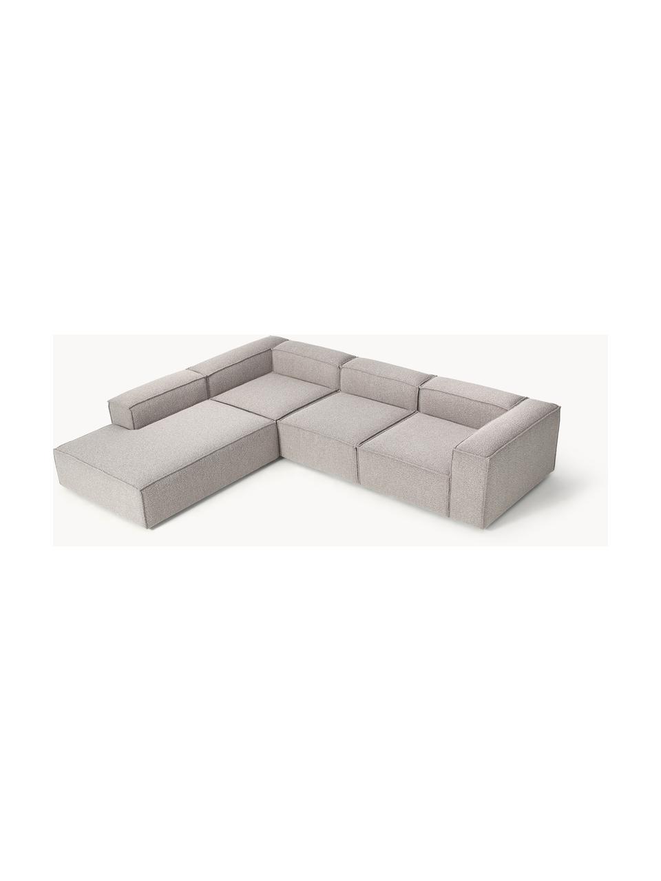 Modulares XL-Ecksofa Lennon aus Bouclé, Bezug: Bouclé (100 % Polyester) , Gestell: Massives Kiefernholz, Spe, Bouclé Taupe, B 329 x T 269 cm, Eckteil links