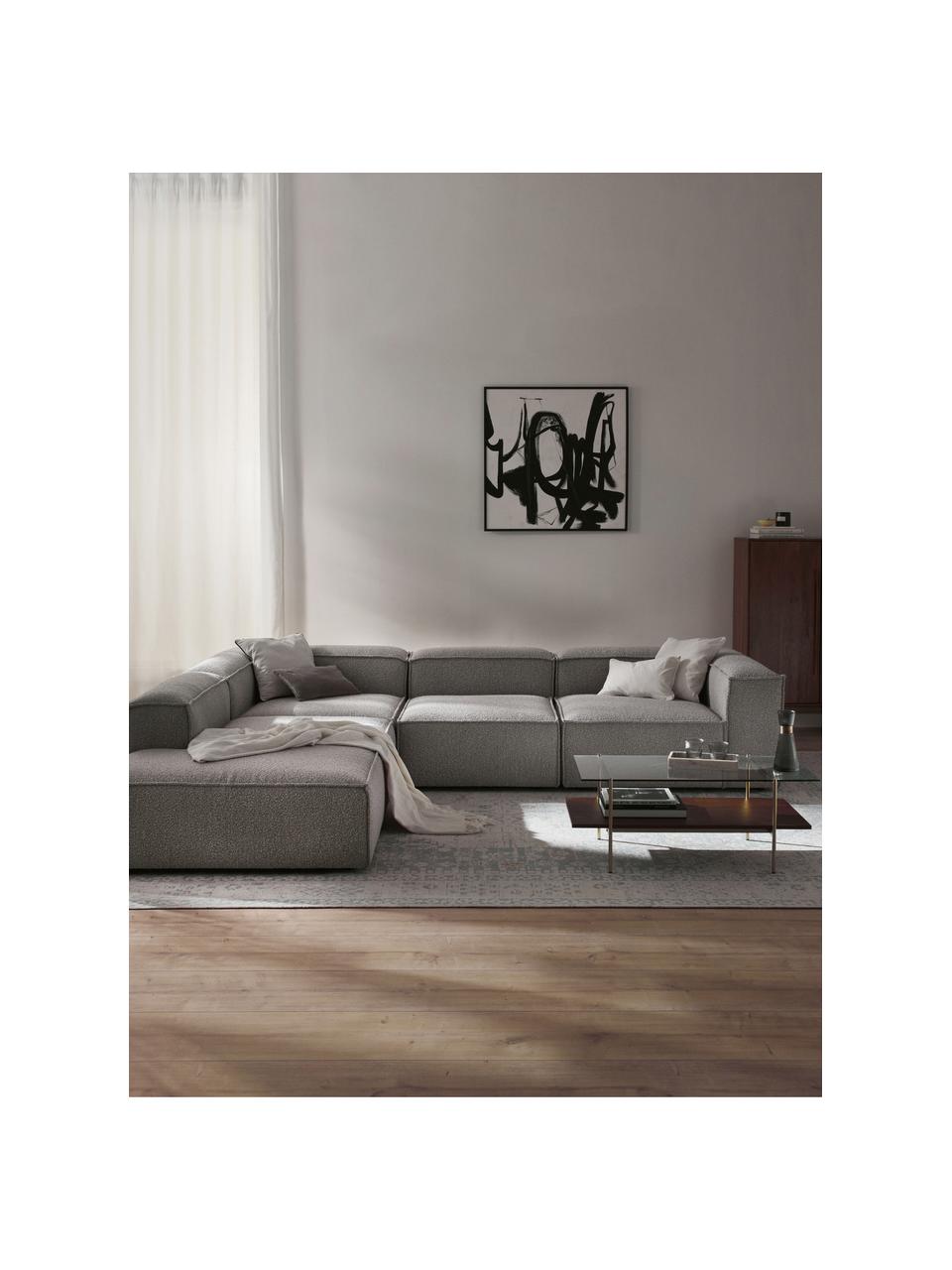 Narożna sofa modułowa Bouclé XL Lennon, Tapicerka: Bouclé (100% poliester) D, Stelaż: lite drewno sosnowe, skle, Nogi: tworzywo sztuczne Ten pro, Taupe Bouclé, S 329 x G 269 cm, lewostronna