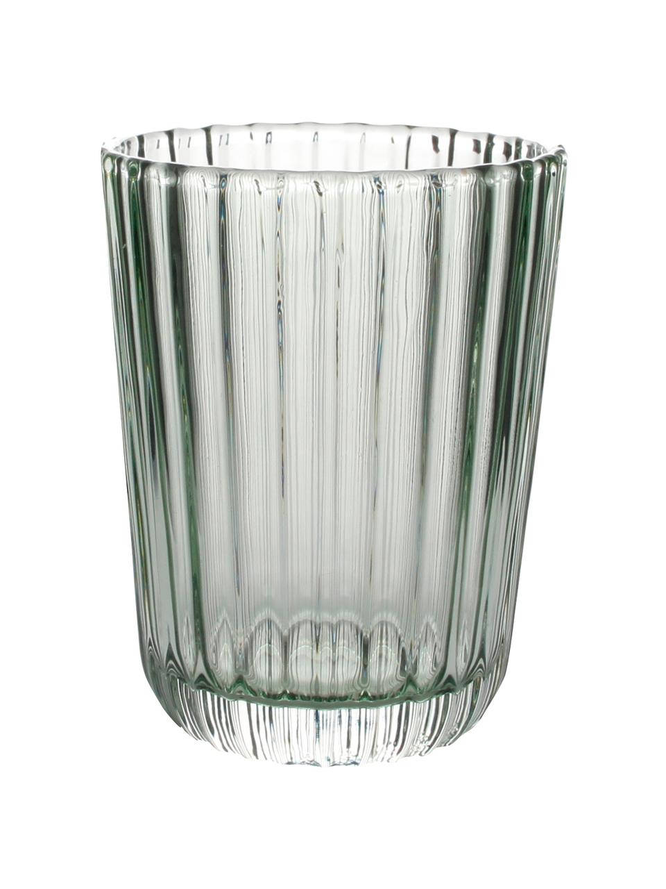 Wassergläser Blossom mit Rillenrelief, 4 Stück, Glas, Grün, Ø 8 x H 10 cm, 260 ml