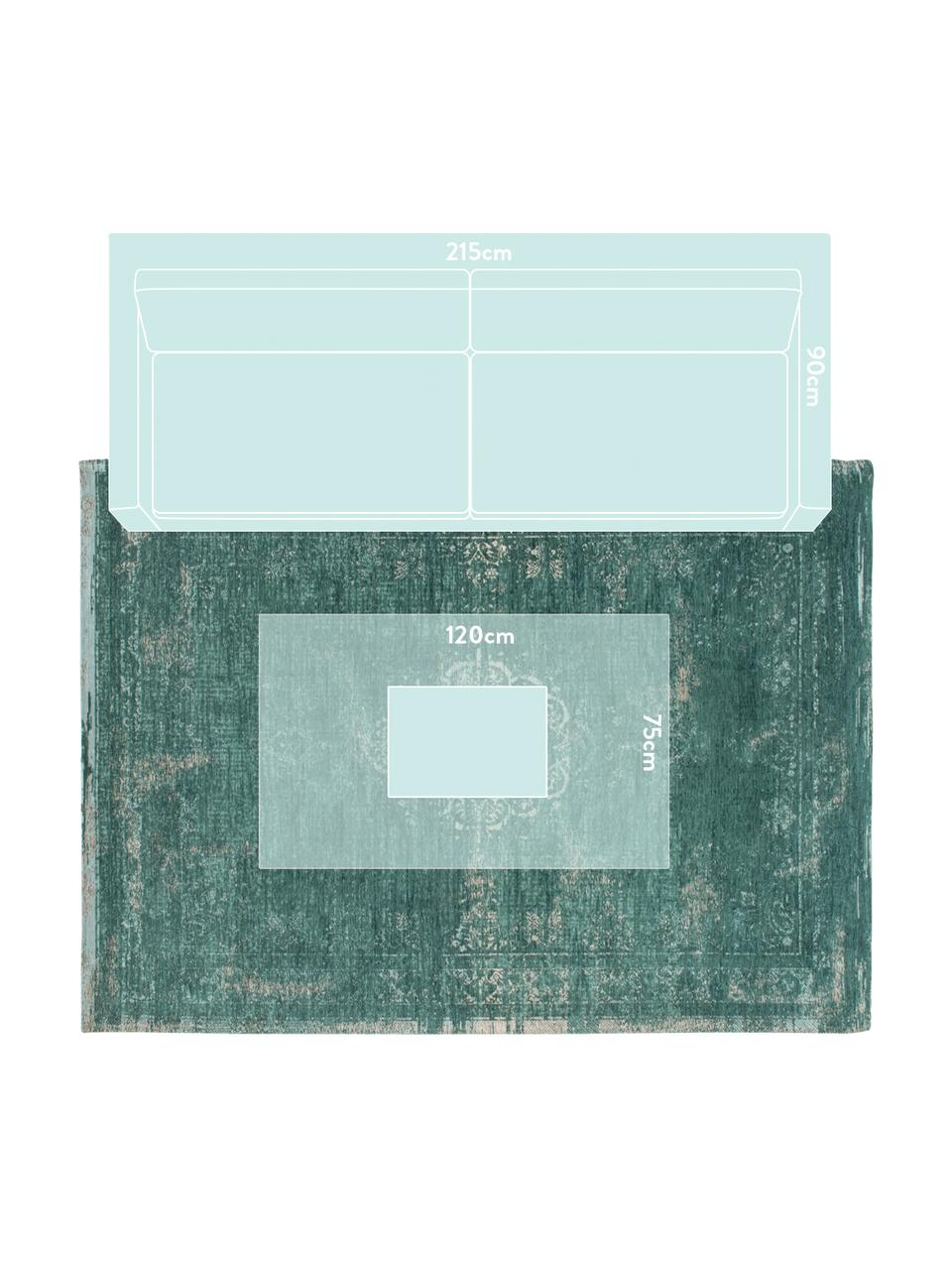 Tapis vintage vert Medaillon, Vert, gris