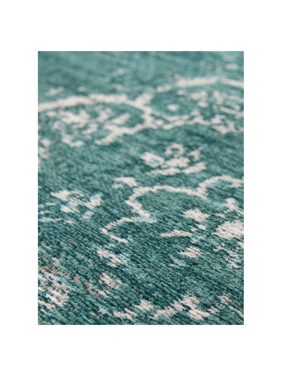 Tapis vintage vert Medaillon, Vert, gris