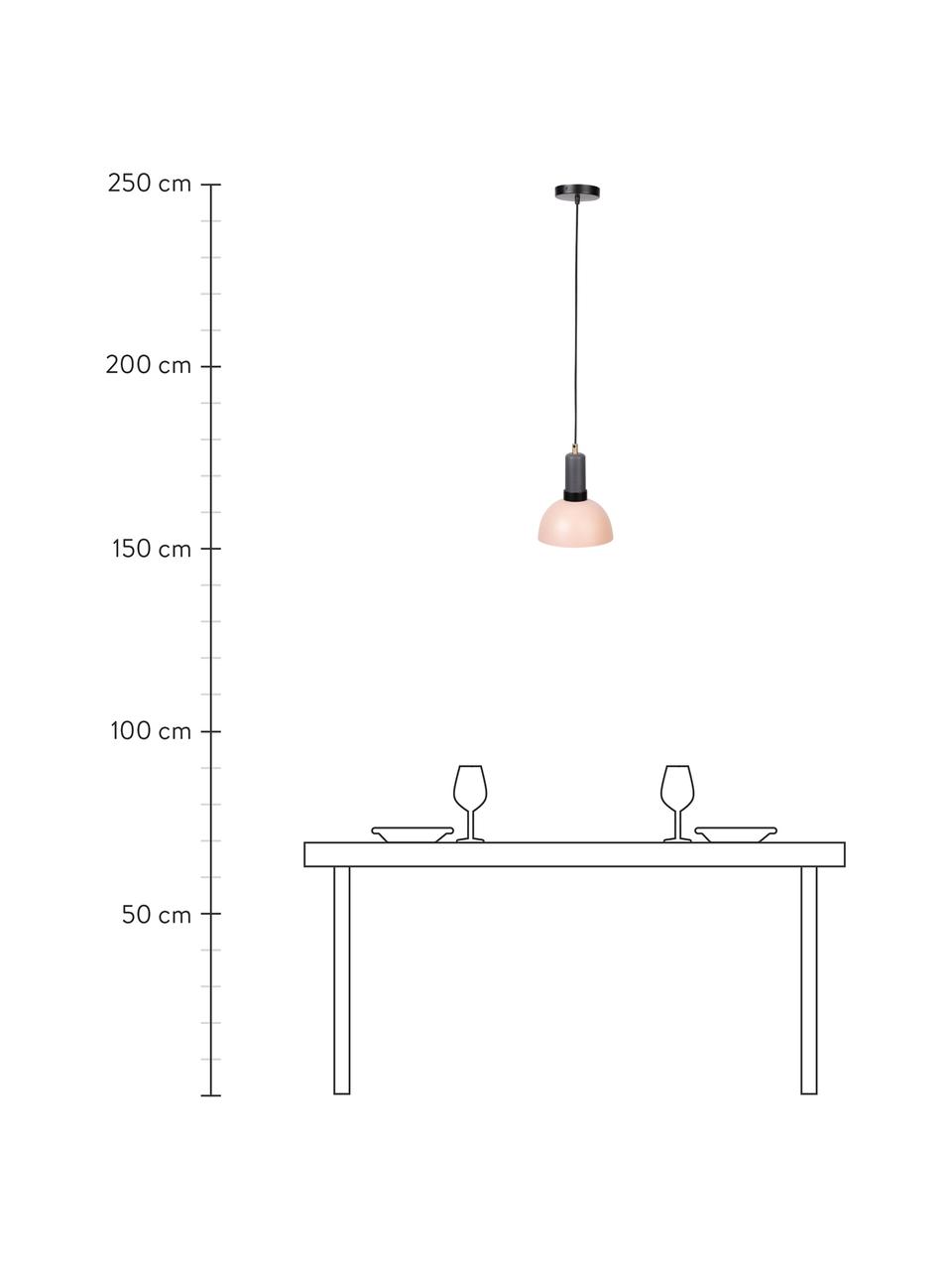 Kleine Pendelleuchte Charlie, Lampenschirm: Metall, beschichtet, Dekor: Metall, beschichtet, Baldachin: Metall, beschichtet, Grau, Rosa, Ø 21 x 24 cm