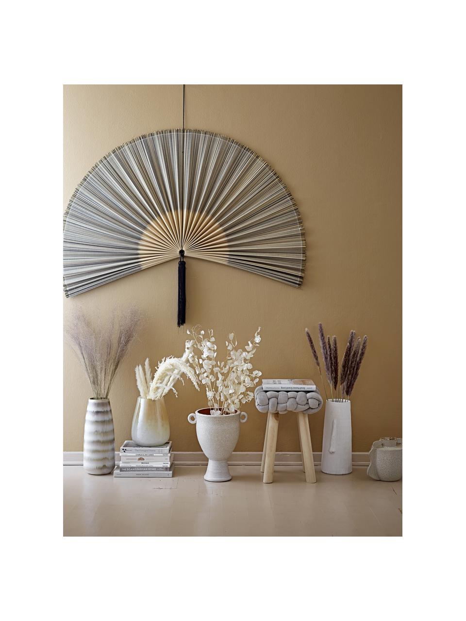 Wandobject Jaime van bamboehout, Bamboe, katoen, Zwart, beige, B 145 x H 72 cm