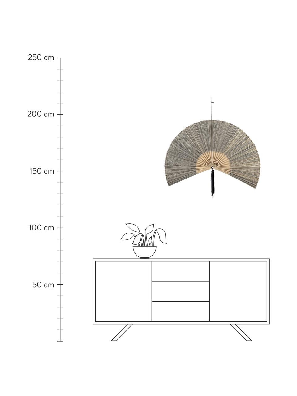Wandobject Jaime van bamboehout, Bamboe, katoen, Zwart, beige, B 145 x H 72 cm