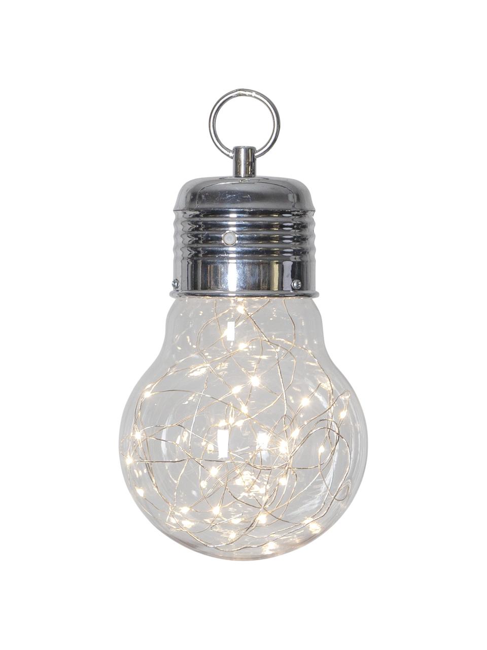 Mobiele hanglamp Bulby met tijdschakelaar, Lampenkap: kunststof, Fitting: metaal, Transparant, Ø 15 x H 24 cm