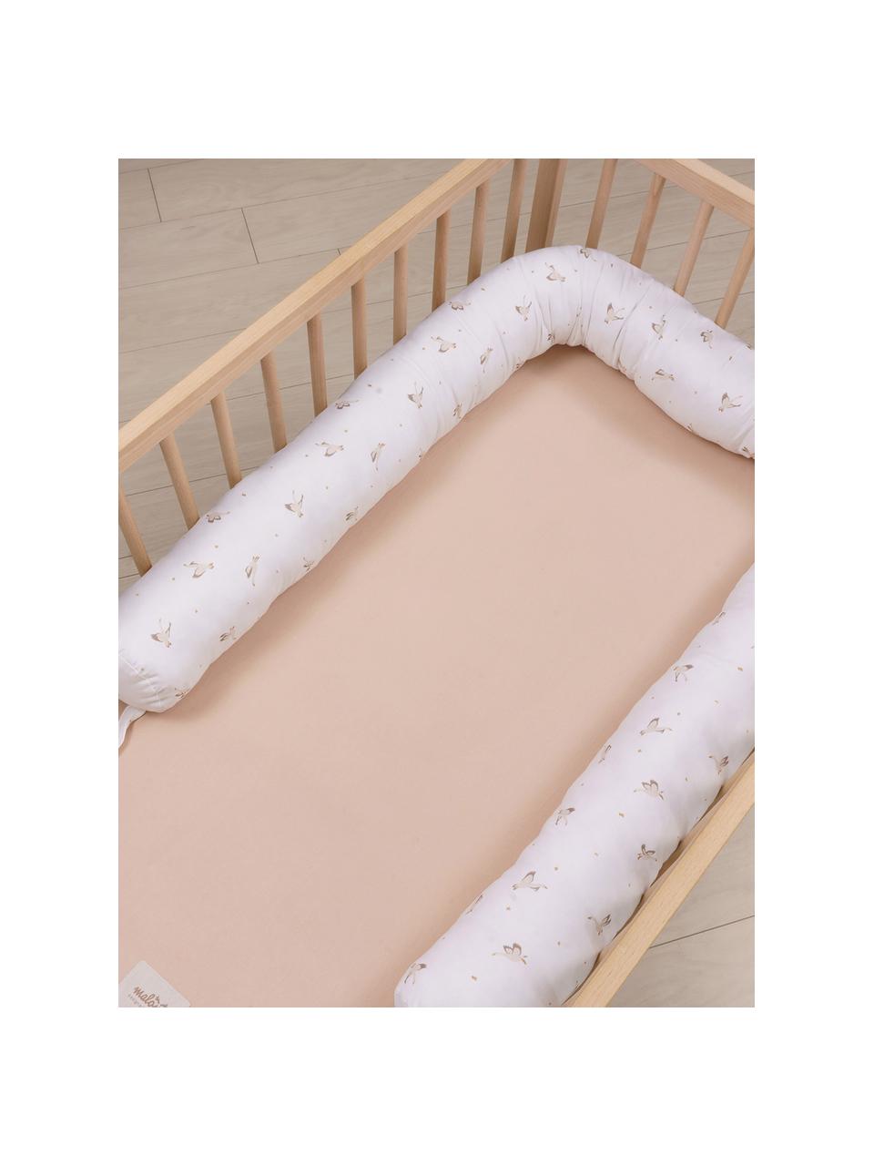 Ręcznie wykonany kokon niemowlęcy z bawełny Comfort, Tapicerka: 100% bawełna, Złamana biel, z motywem gęsi, S 55 x D 85 cm