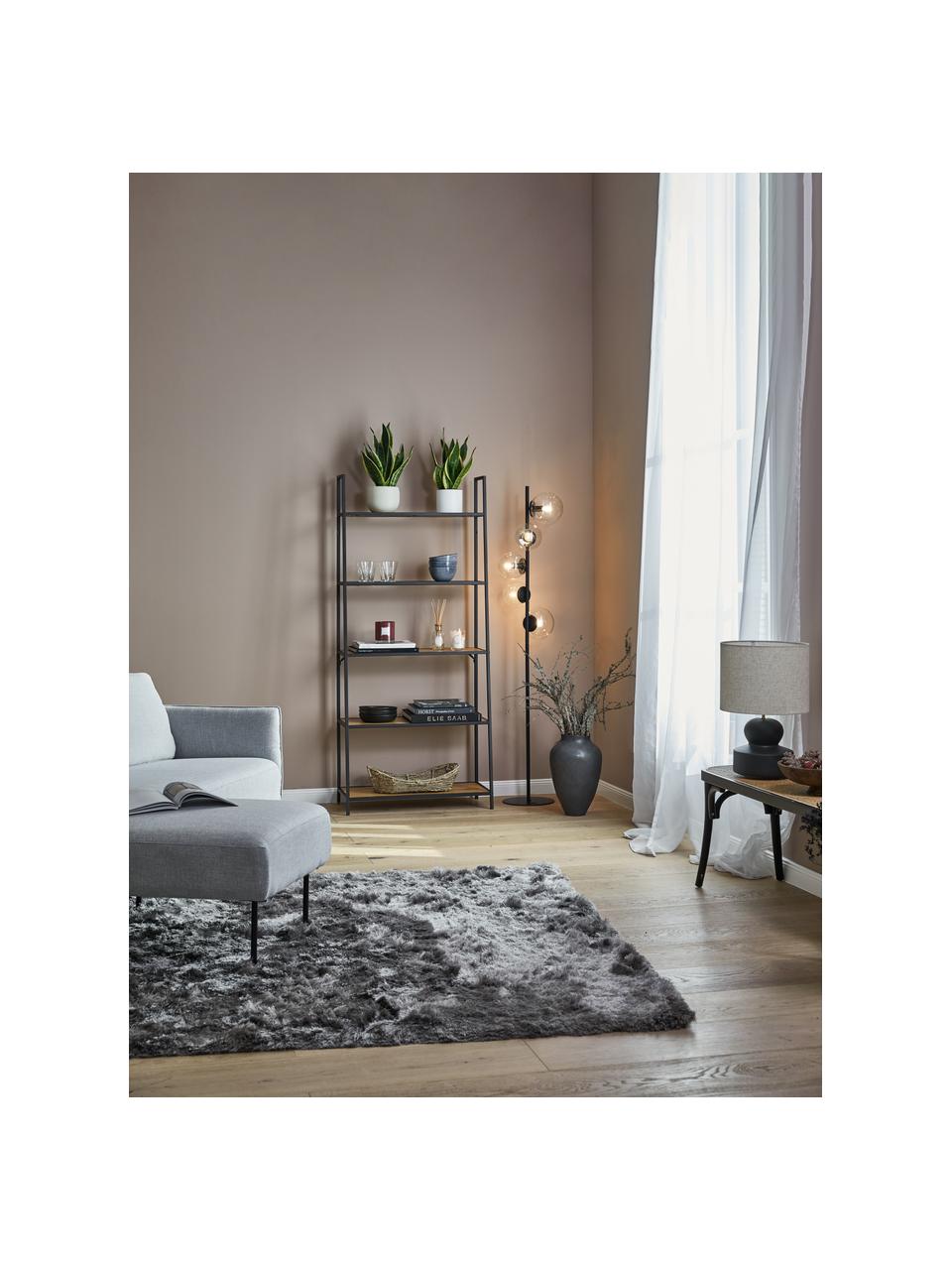 Estantería librería Seaford, Estantes: tablero de fibras de dens, Estructura: metal con pintura en polv, Look madera, negro, An 77 x Al 175 cm