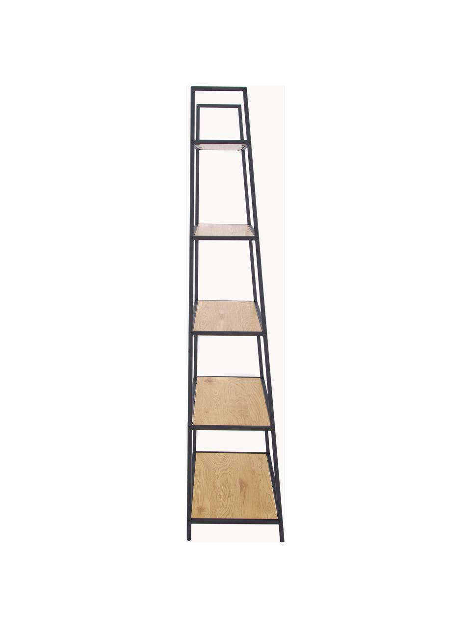 Boekenrek Seaford, Frame: gepoedercoat metaal, Beige in houtoptiek, zwart, B 77 x H 175 cm