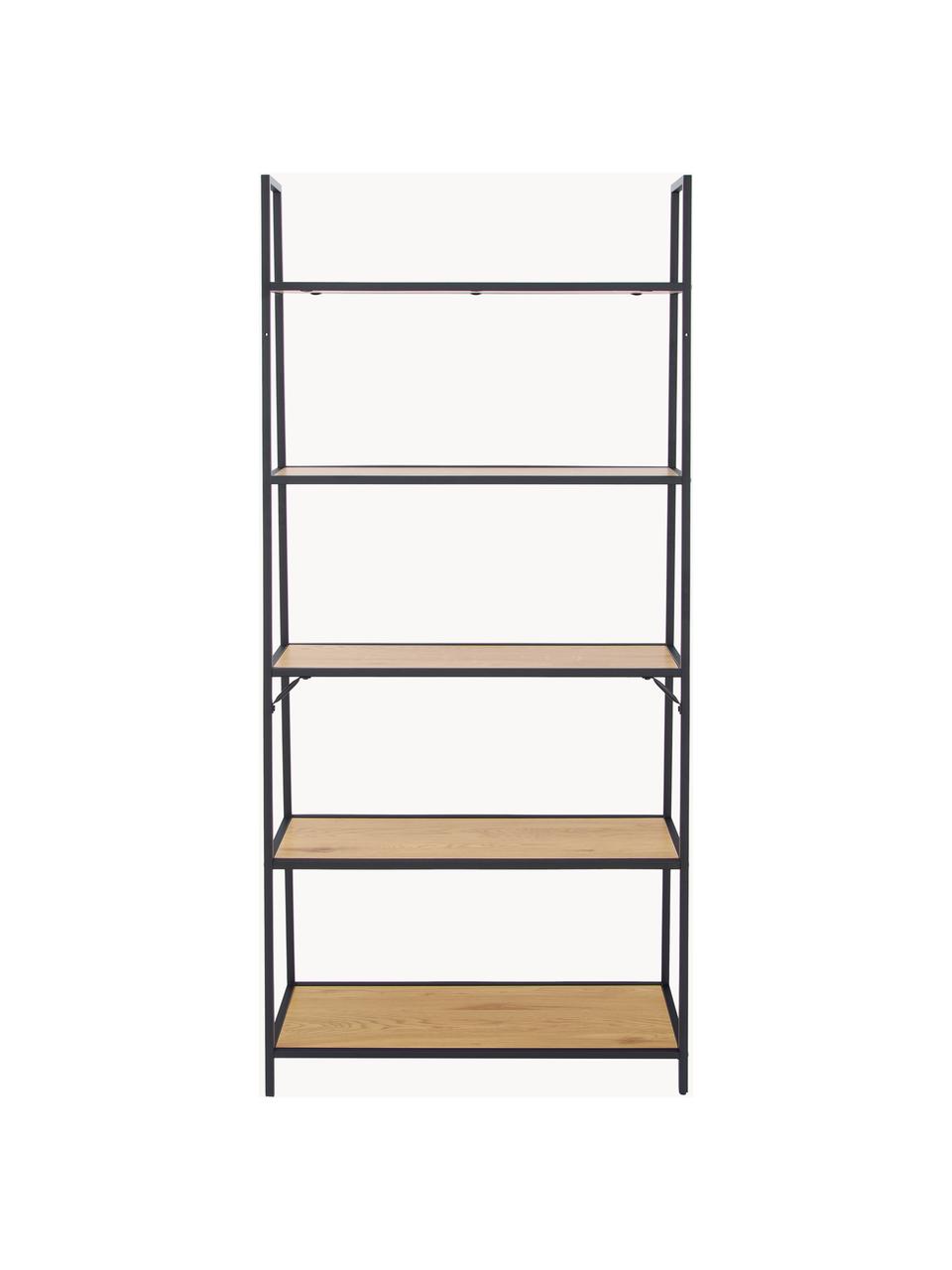 Bibliothèque Seaford, Beige dans aspect bois, noir, larg. 77 x haut. 175 cm