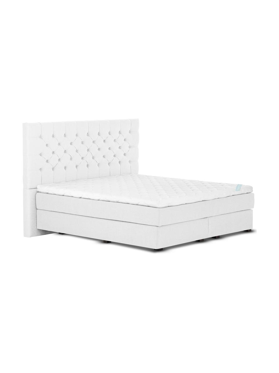 Premium boxspring bed Phoebe, Matras: 7-zones-pocketveringkern , Poten: gelakt massief beukenhout, Licht witgrijs, 200 x 200 cm