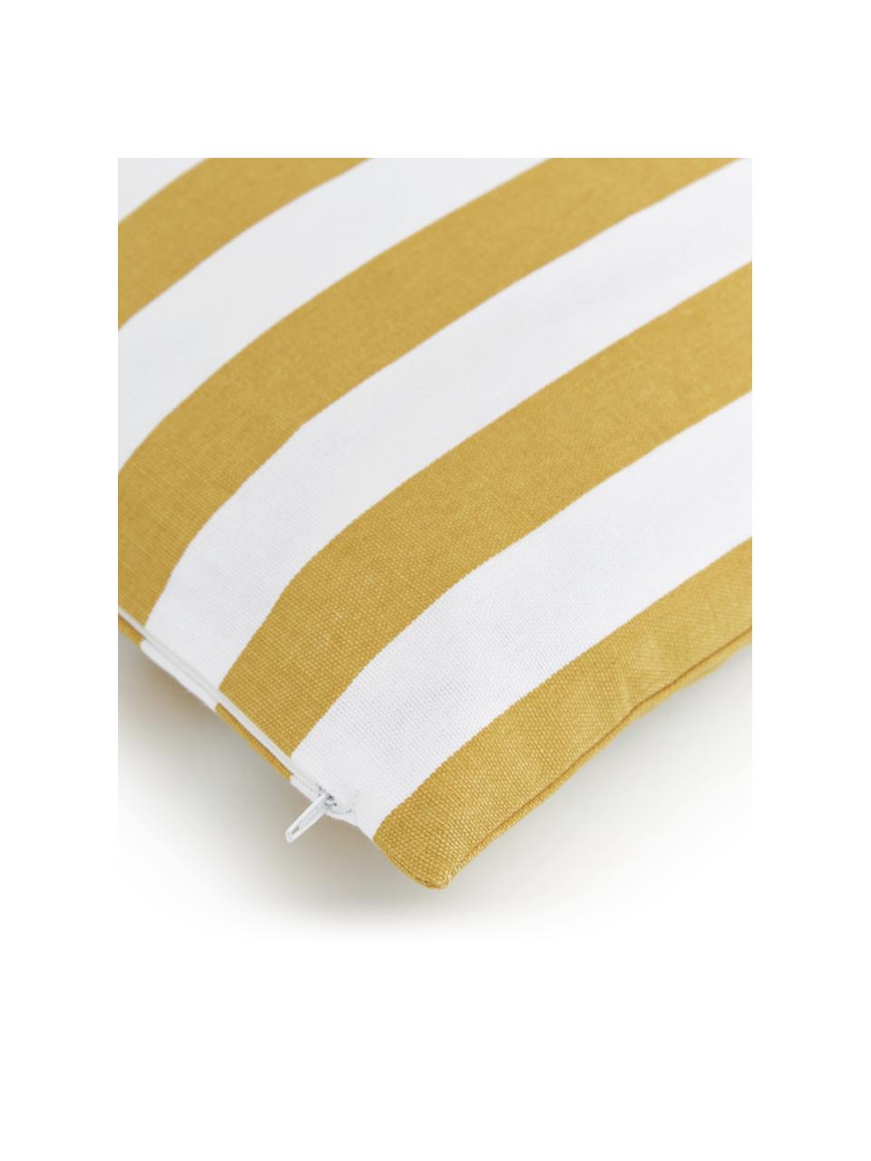 Gestreepte kussenhoes Timon in geel/wit, 100% katoen, Geel, B 30 x L 50 cm