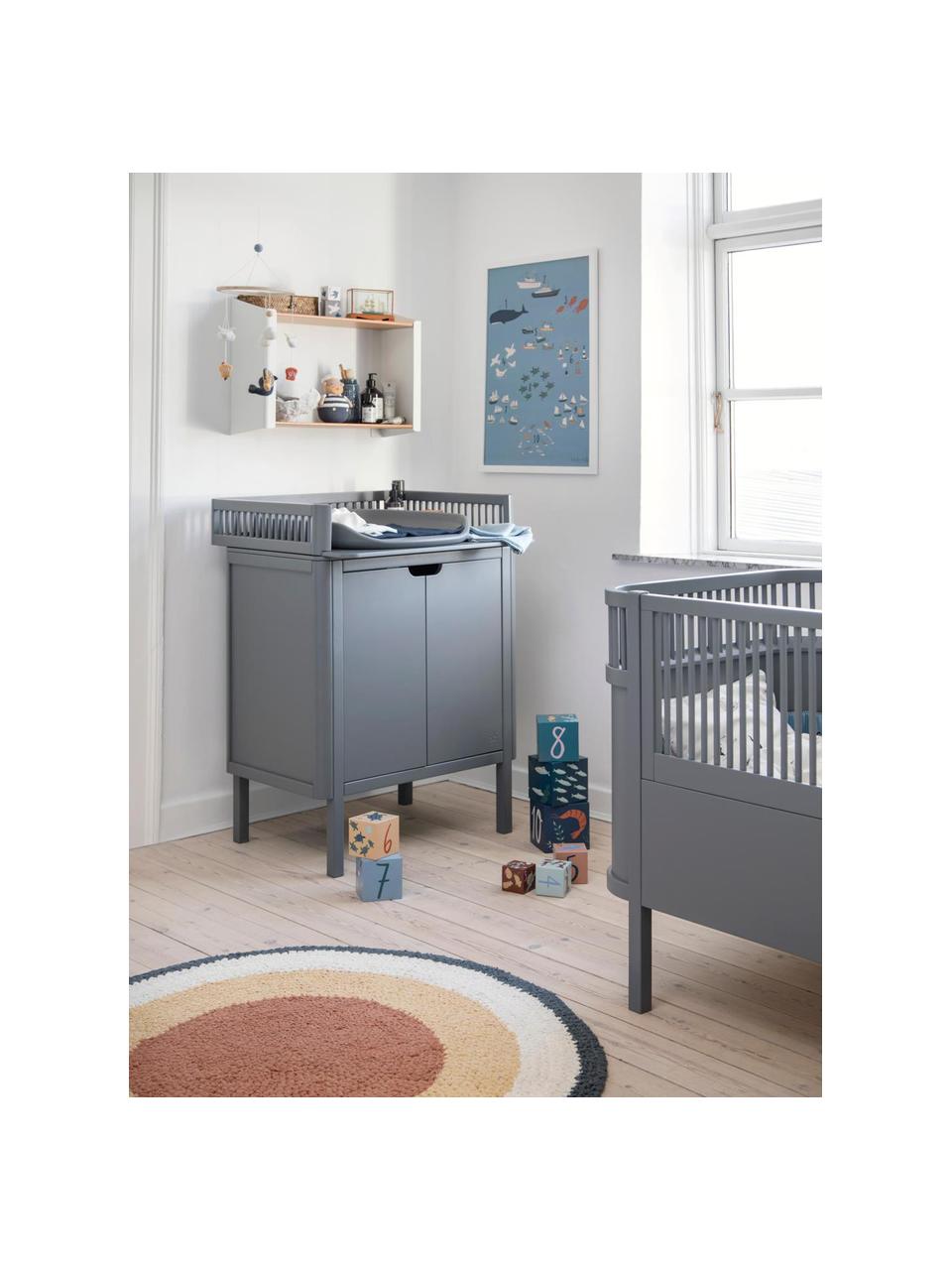Houten aankleedcommode Classic met deuren, Beukenhout, rubberhout, gelakt MDF met VOC-vrije verf, Grijs, B 75 x H 102 cm