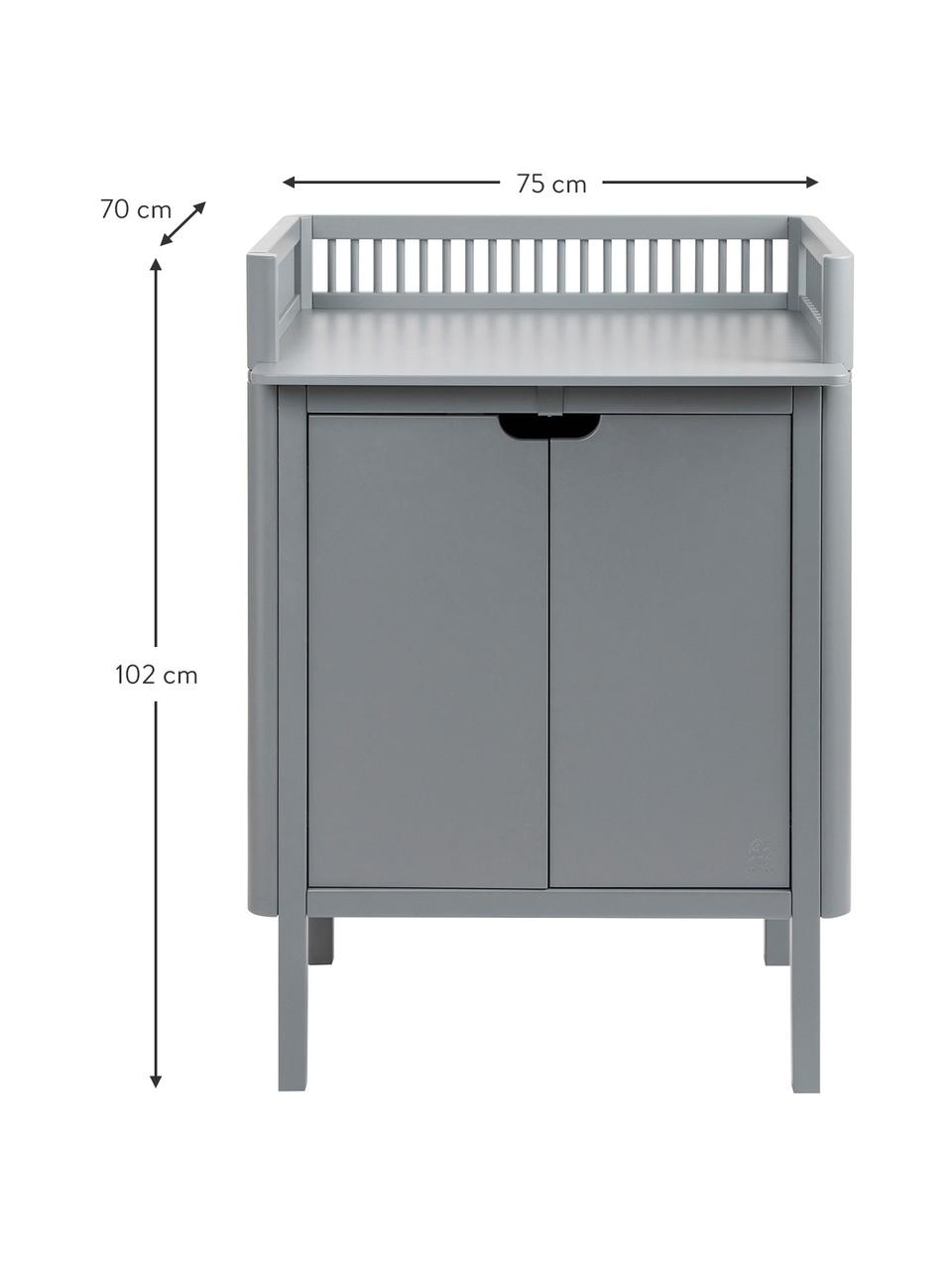 Commode à langer en bois Classic, Bois de hêtre, bois d'hévéa, panneaux de fibres de moyenne densité (MDF), vernis avec peinture sans COV, Gris, larg. 75 x haut. 102 cm