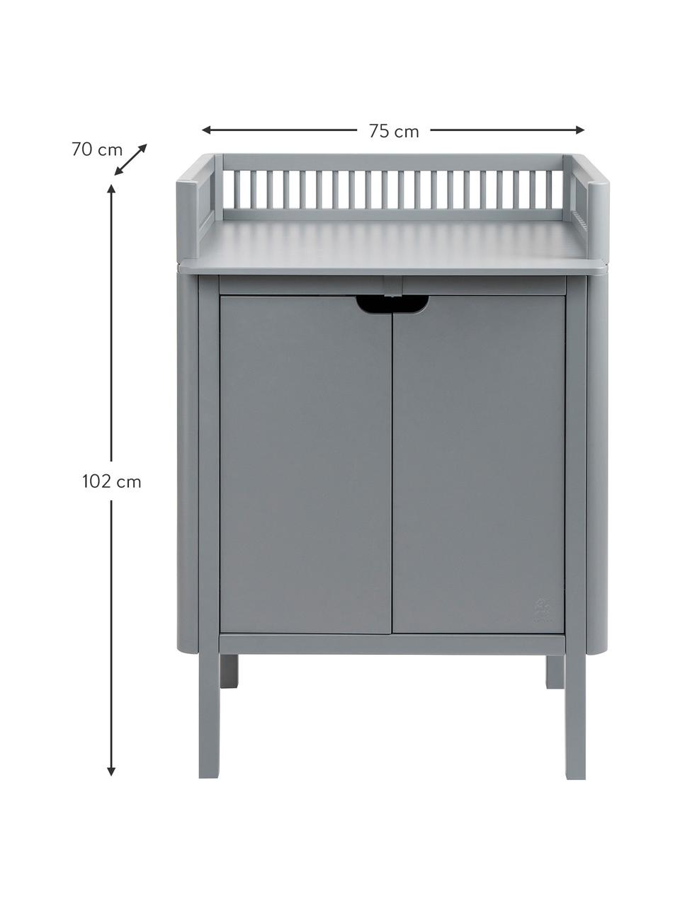 Houten aankleedcommode Classic met deuren, Beukenhout, rubberhout, gelakt MDF met VOC-vrije verf, Grijs, B 75 x H 102 cm