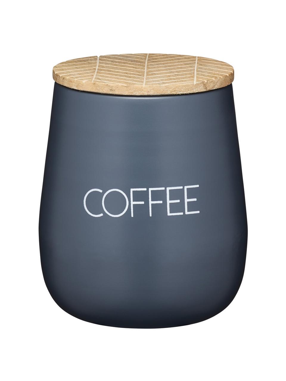 Opbergpot Serenity Coffee, Staal, hout, Antraciet, houtkleurig, Ø 13 x H 15 cm, 1,6 L