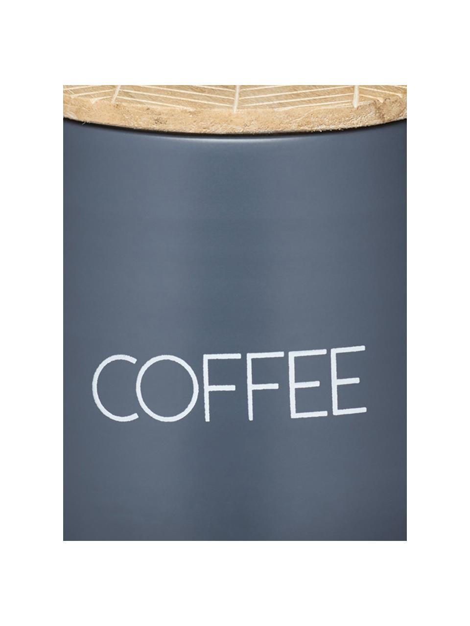 Aufbewahrungsdose Serenity Coffee, Ø 13 x H 15 cm, Dose: Stahl, beschichtet, Deckel: Mangoholz, Anthrazit, Holz, Ø 13 x H 15 cm, 1,6 L