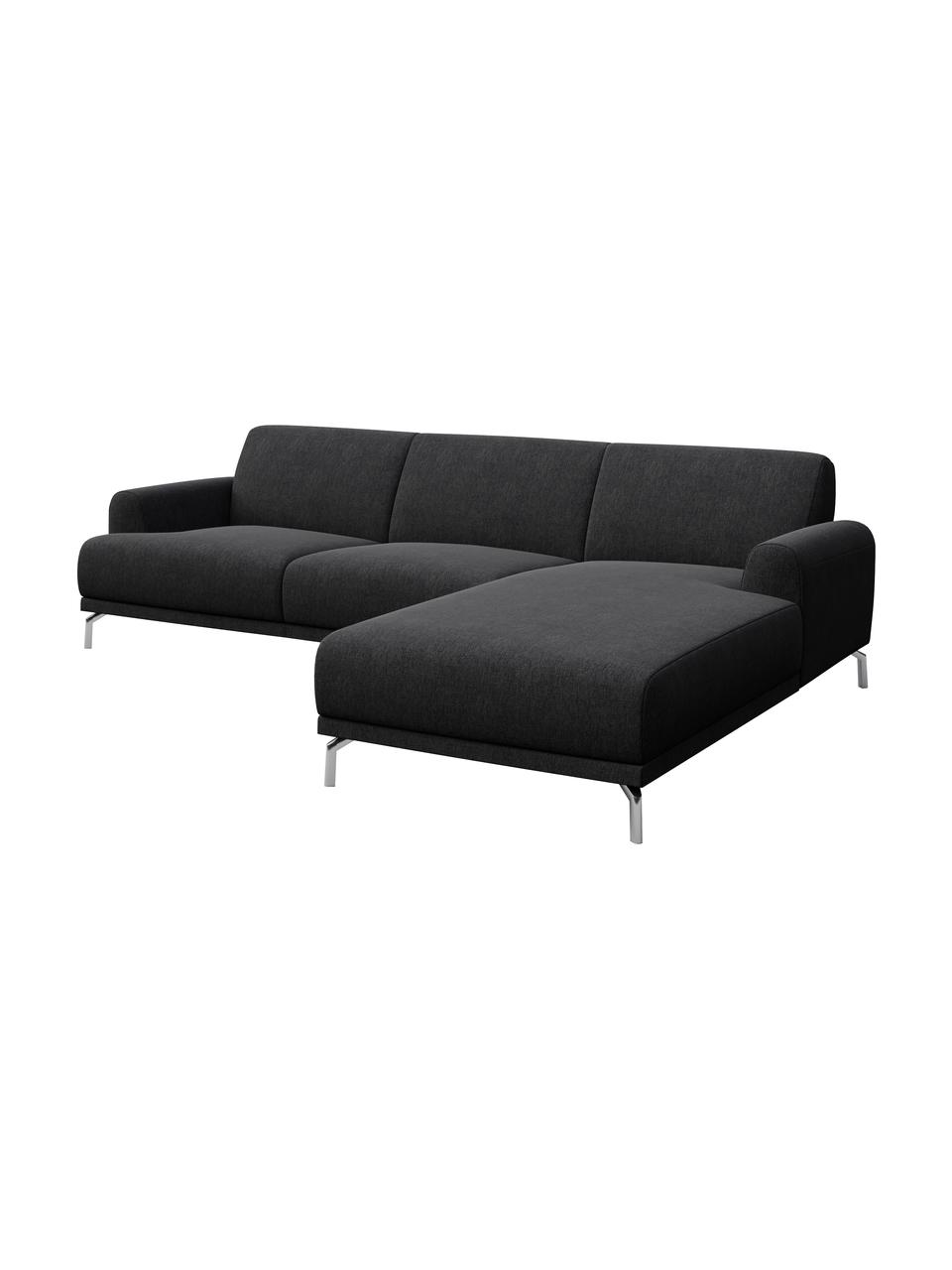Sofa narożna Puzo, Tapicerka: 100% poliester, Nogi: metal lakierowany, Ciemny szary, S 240 x G 165 cm